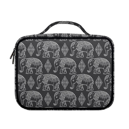 White And Grey Indian Elephant Print Briefcase Bible Bag