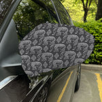 White And Grey Indian Elephant Print Car Side Mirror Covers