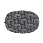 White And Grey Indian Elephant Print Car Side Mirror Covers