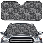 White And Grey Indian Elephant Print Car Windshield Sun Shade