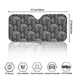 White And Grey Indian Elephant Print Car Windshield Sun Shade