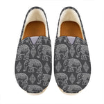 White And Grey Indian Elephant Print Casual Shoes