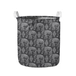 White And Grey Indian Elephant Print Collapsible Laundry Basket