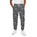 White And Grey Indian Elephant Print Cotton Sweatpants