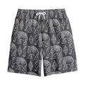 White And Grey Indian Elephant Print Cotton Shorts