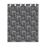 White And Grey Indian Elephant Print Curtain