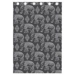 White And Grey Indian Elephant Print Curtain