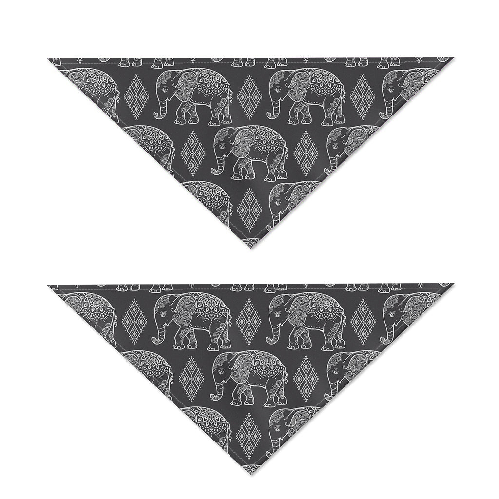 White And Grey Indian Elephant Print Dog Bandana