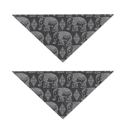 White And Grey Indian Elephant Print Dog Bandana