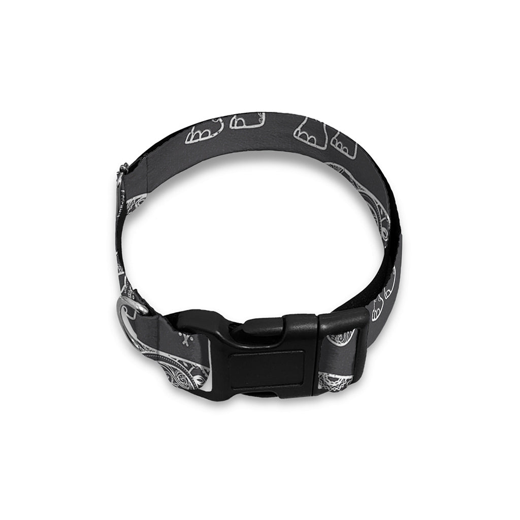 White And Grey Indian Elephant Print Dog Collar