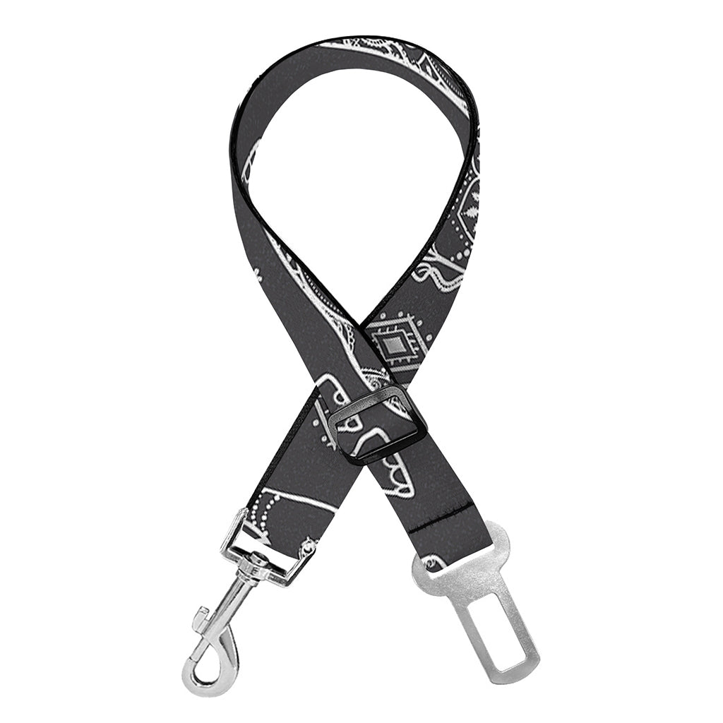 White And Grey Indian Elephant Print Dog Seat Belt
