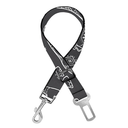 White And Grey Indian Elephant Print Dog Seat Belt