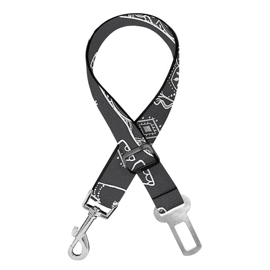 White And Grey Indian Elephant Print Dog Seat Belt