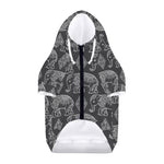 White And Grey Indian Elephant Print Dog Zip Up Hoodie
