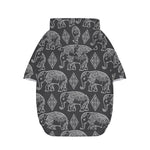 White And Grey Indian Elephant Print Dog Zip Up Hoodie