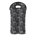 White And Grey Indian Elephant Print Double Neoprene Wine Tote