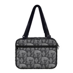White And Grey Indian Elephant Print Double Strap Bible Bag