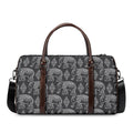 White And Grey Indian Elephant Print Duffel Bag