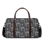 White And Grey Indian Elephant Print Duffle Bag