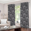 White And Grey Indian Elephant Print Extra Wide Grommet Curtains