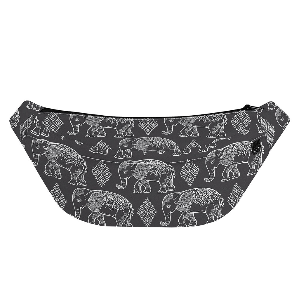 White And Grey Indian Elephant Print Fanny Pack