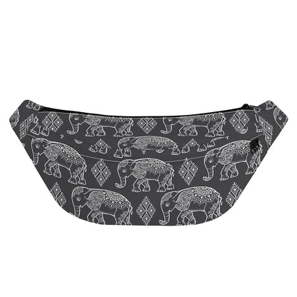 White And Grey Indian Elephant Print Fanny Pack