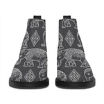 White And Grey Indian Elephant Print Flat Ankle Boots