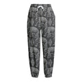 White And Grey Indian Elephant Print Fleece Lined Knit Pants