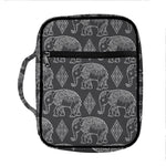 White And Grey Indian Elephant Print Front Pocket Bible Bag