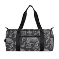 White And Grey Indian Elephant Print Gym Bag
