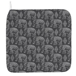 White And Grey Indian Elephant Print Hand Towel