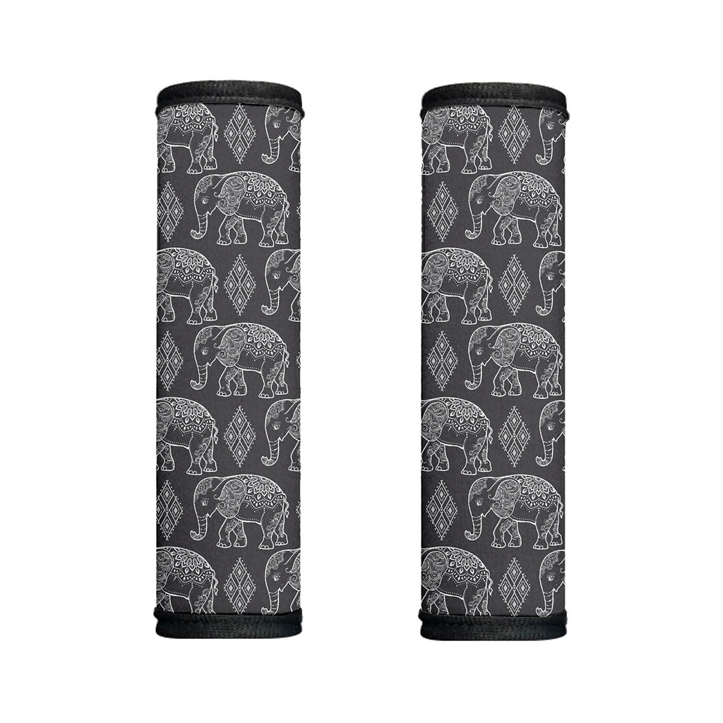 White And Grey Indian Elephant Print Handle Covers