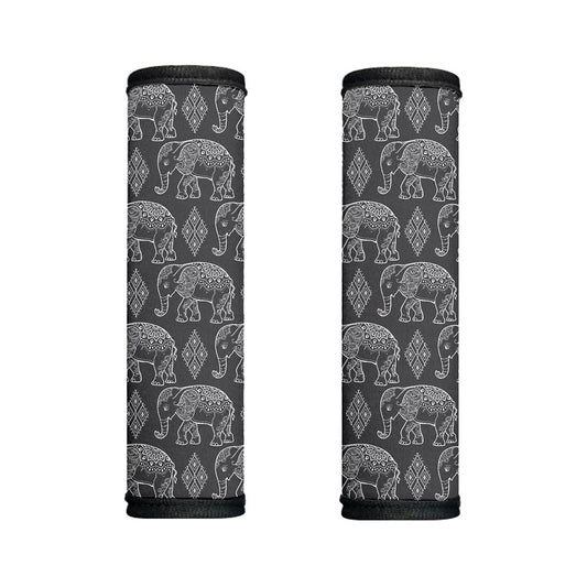 White And Grey Indian Elephant Print Handle Covers