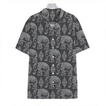 White And Grey Indian Elephant Print Hawaiian Shirt
