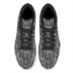 White And Grey Indian Elephant Print High Top Leather Sneakers