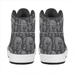 White And Grey Indian Elephant Print High Top Leather Sneakers