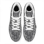 White And Grey Indian Elephant Print High Top Leather Sneakers