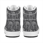 White And Grey Indian Elephant Print High Top Leather Sneakers