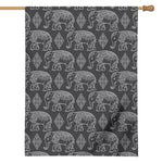White And Grey Indian Elephant Print House Flag