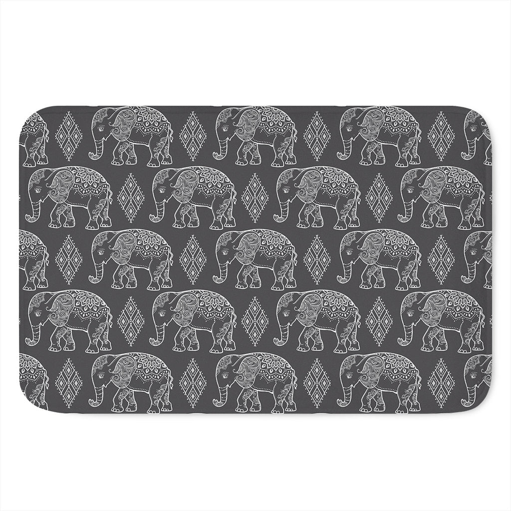 White And Grey Indian Elephant Print Indoor Door Mat