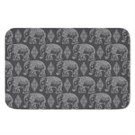 White And Grey Indian Elephant Print Indoor Door Mat