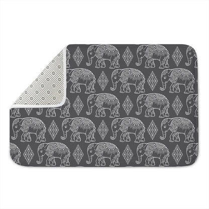White And Grey Indian Elephant Print Indoor Door Mat
