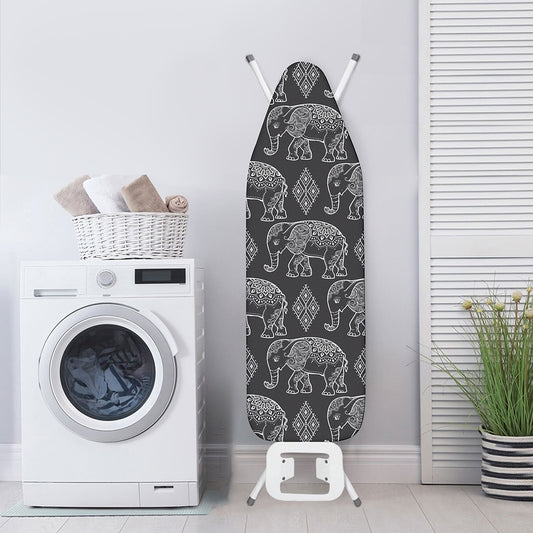White And Grey Indian Elephant Print Ironing Board Cover