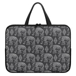 White And Grey Indian Elephant Print Laptop Sleeve With Handle
