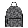 White And Grey Indian Elephant Print Leather Backpack