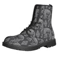 White And Grey Indian Elephant Print Lace-Up Boots