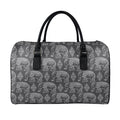 White And Grey Indian Elephant Print Leather Duffel Bag
