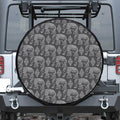 White And Grey Indian Elephant Print Leather Spare Tire Cover