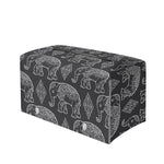 White And Grey Indian Elephant Print Leather Tissue Box Cover