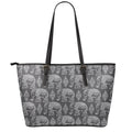 White And Grey Indian Elephant Print Leather Tote Bag With Zipper